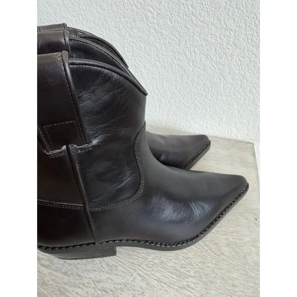 Michael Kors Noemie Women's Brown Leather Pull-On Ankle Bootie Pointed W 5.5